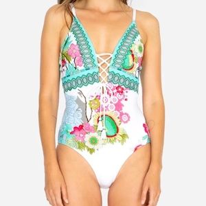 Johnny Was Cora One Piece Lace-Up Small